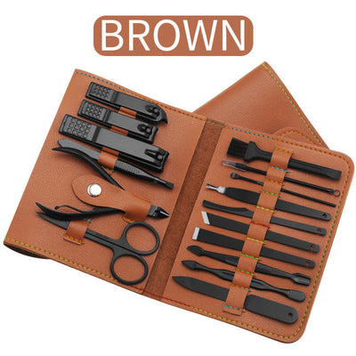 16pcs set Nail Clipper Cutter Trimmer Ear Pick Grooming Kit Manicure Set Pedicure Toe Nail Art Tools Set Kits with Bag Geometric Goods