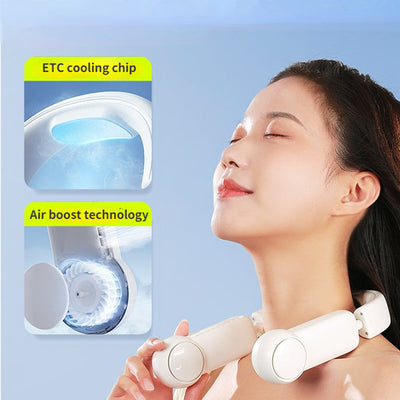 Portable Mini Neck Fan Portable Bladeless Fan USB Rechargeable Leafless Hanging Fans Air Cooler Cooling Wearable Neckband Fans Geometric Goods