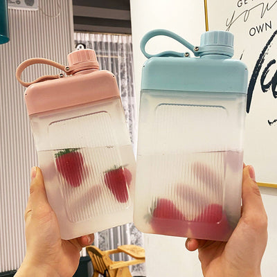 Portable Pocket Water Bottle Creative Flat Sports Bottle Simple Geometric Goods
