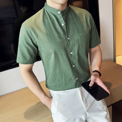 Men's Thin Linen Cotton Breathable Shirt Geometric Goods