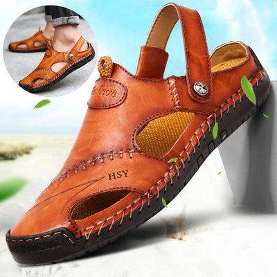 Men's Closed Toe Sandals Summer Adjustable Slides Slippers Fashion Beach Shoes Geometric Goods