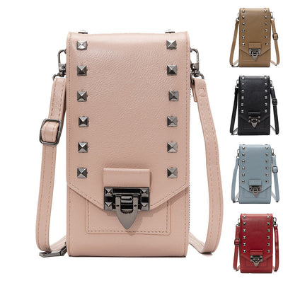 Rivet Design Shoulder Bags Mobile Phone Handbag Solid Color Crossbody Bags Women Geometric Goods